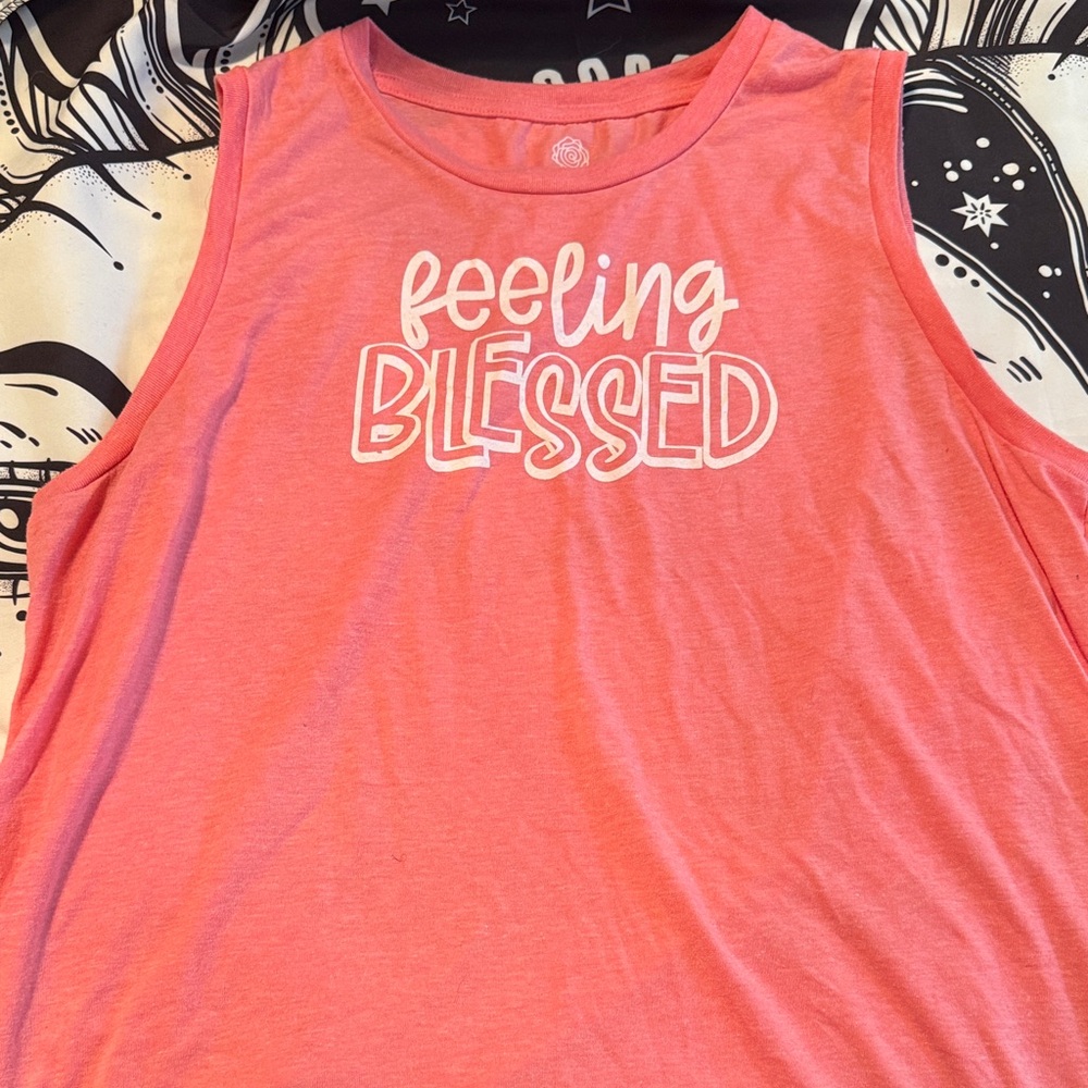 Feeling Blessed Pink Graphic Tank Top